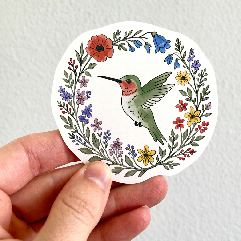 Wildflower Hummingbird Sticker