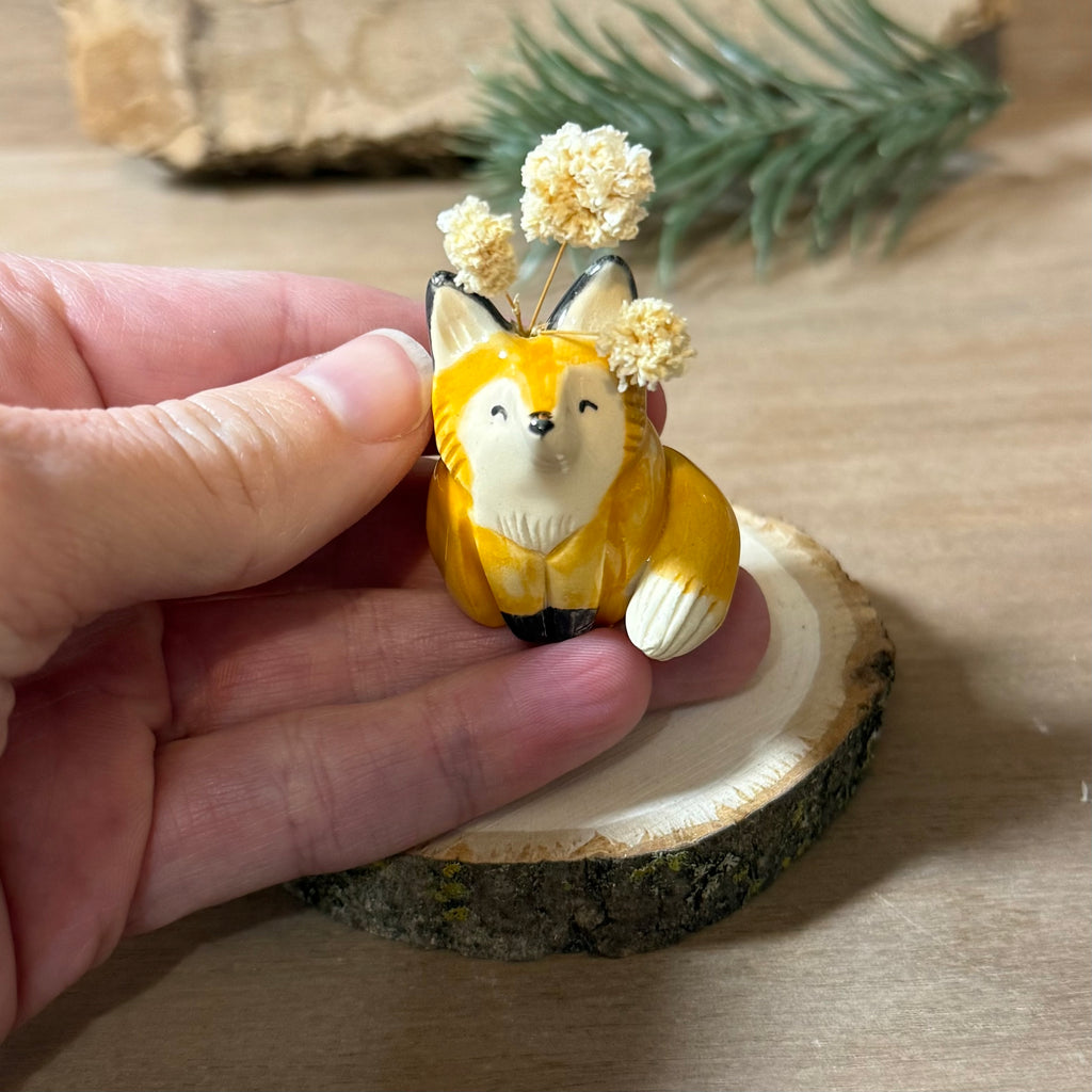 Ceramic Fox Vase Totem