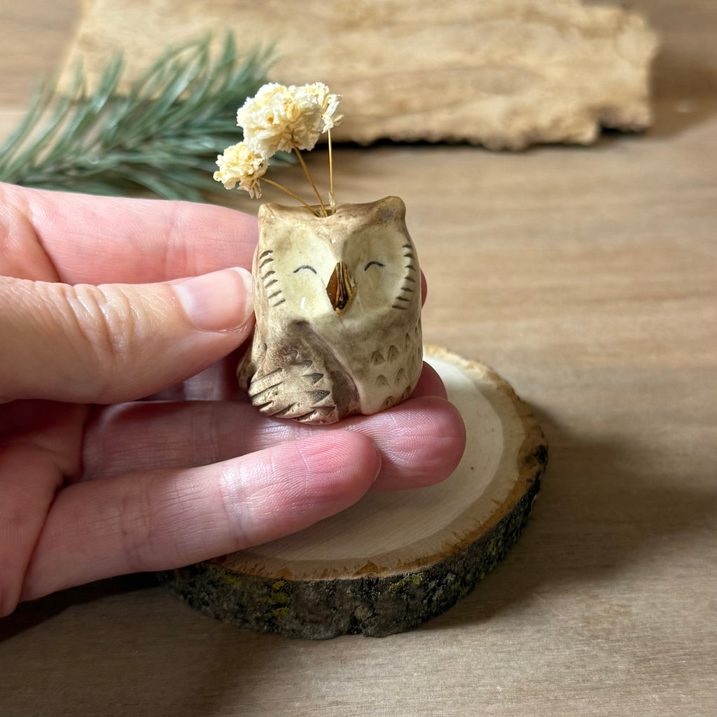 Ceramic Owl Vase Totem