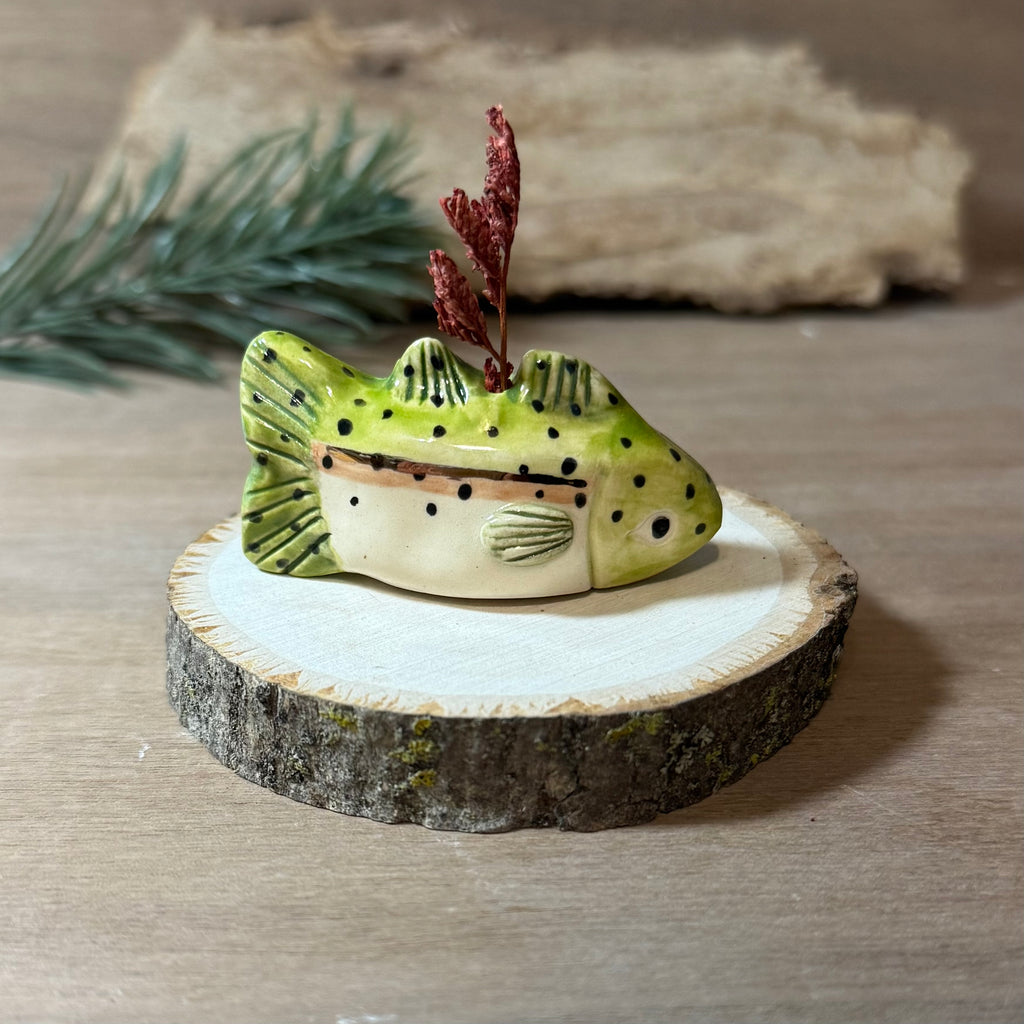 Ceramic Rainbow Trout Vase Totem