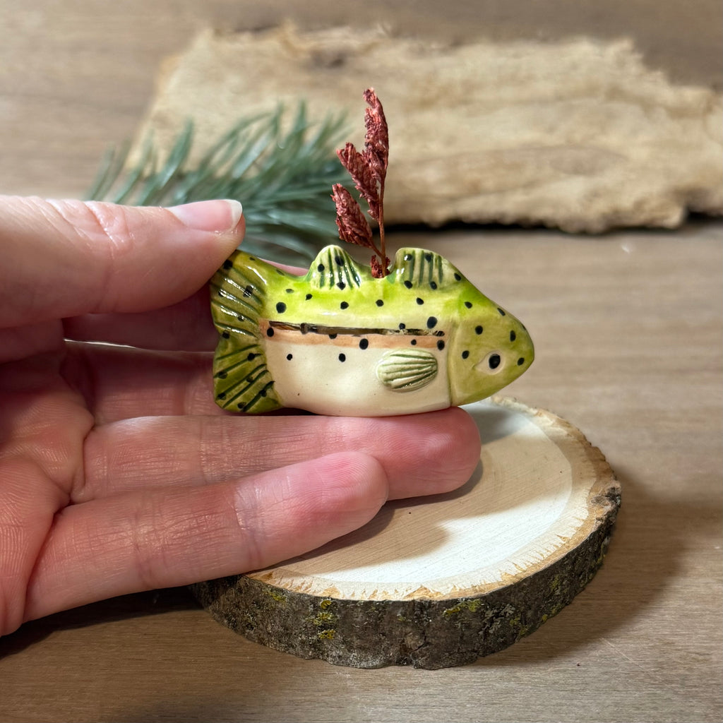 Ceramic Rainbow Trout Vase Totem