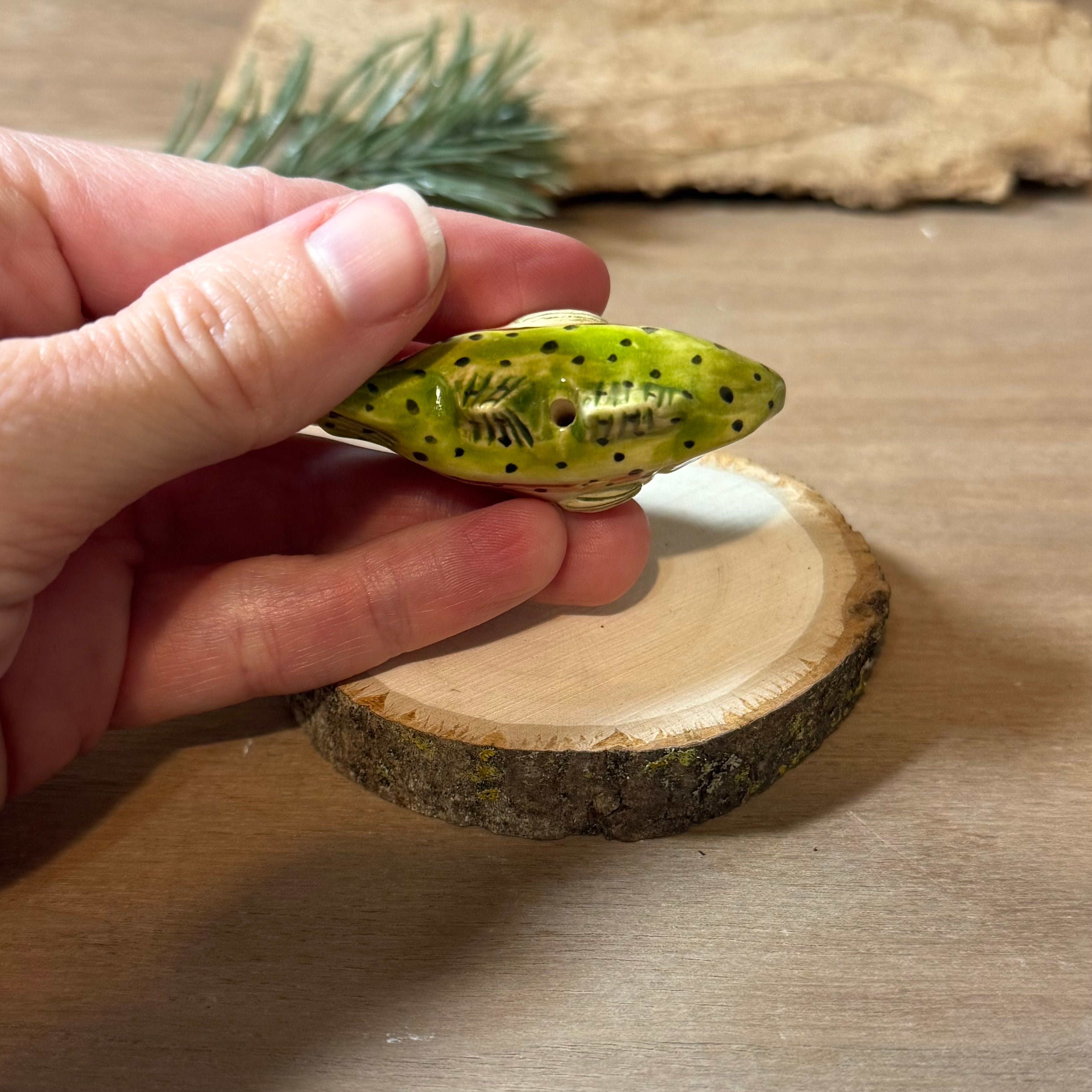 Ceramic Rainbow Trout Vase Totem