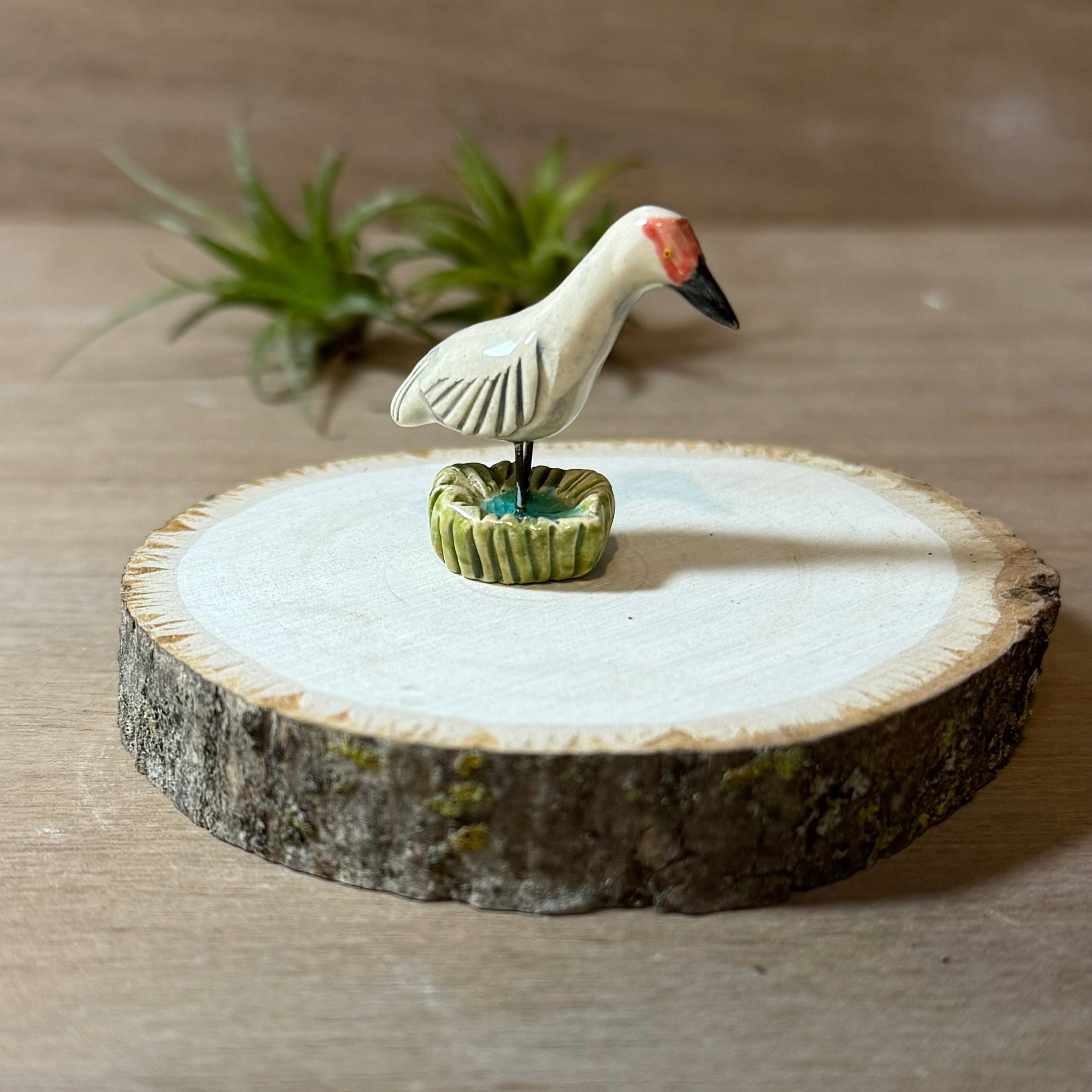 Mini Ceramic Sandhill Crane Totem
