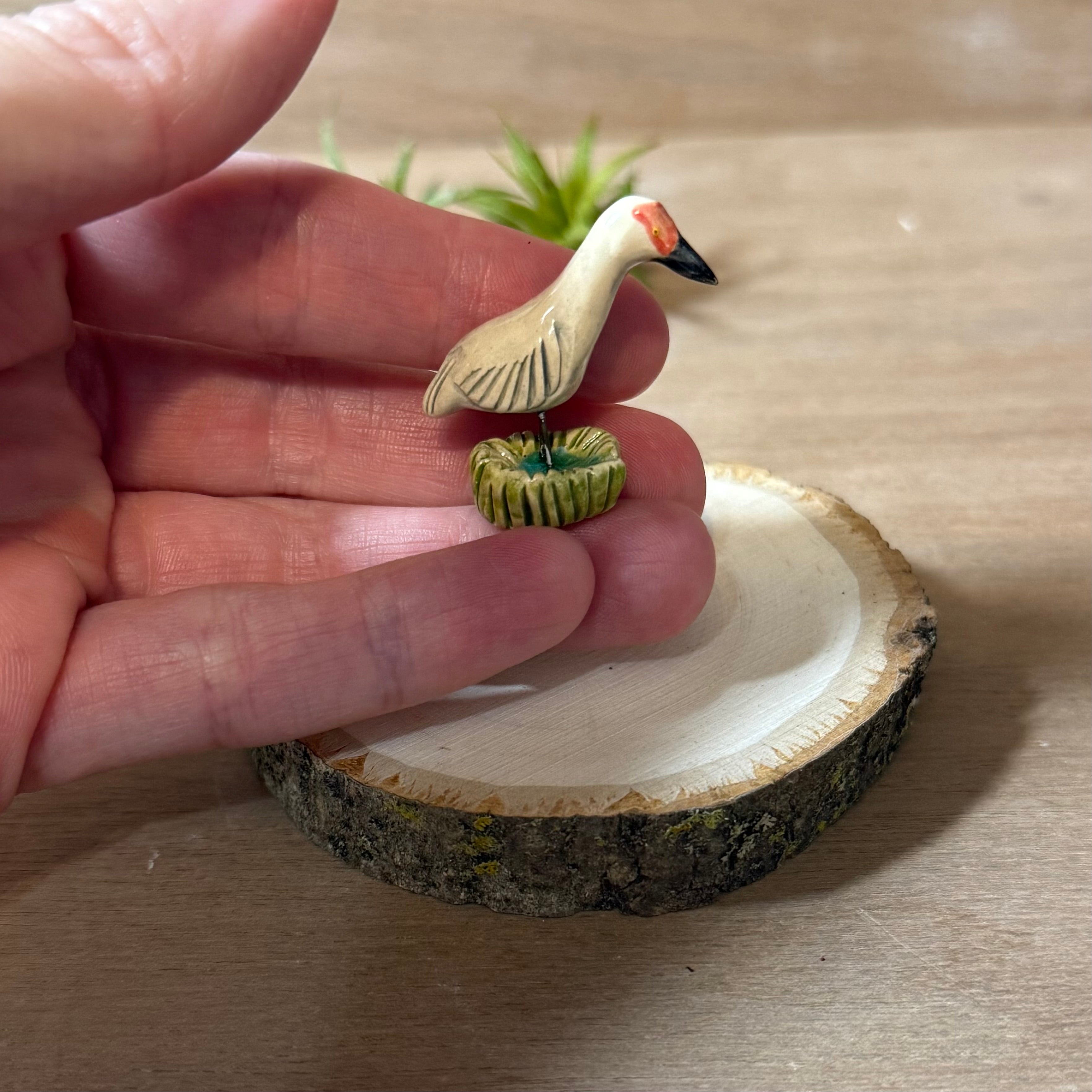 Mini Ceramic Sandhill Crane Totem
