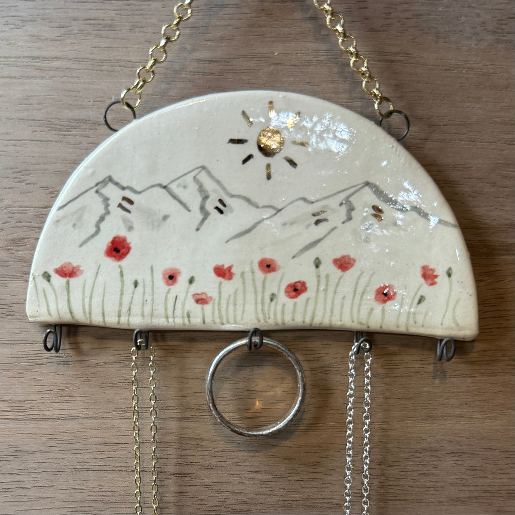 Ceramic Poppy Flowers Jewelry Holder