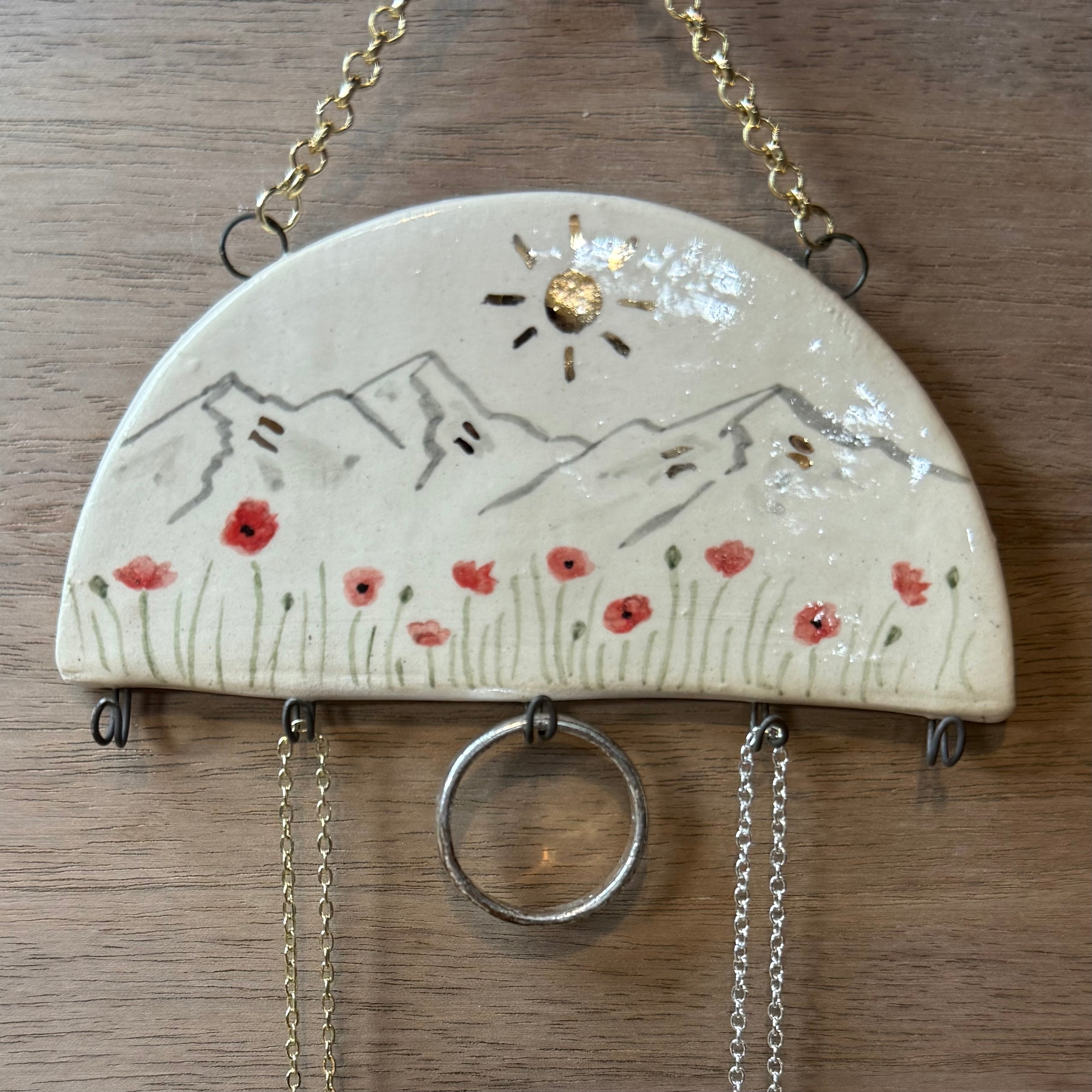 Ceramic Poppy Flowers Jewelry Holder