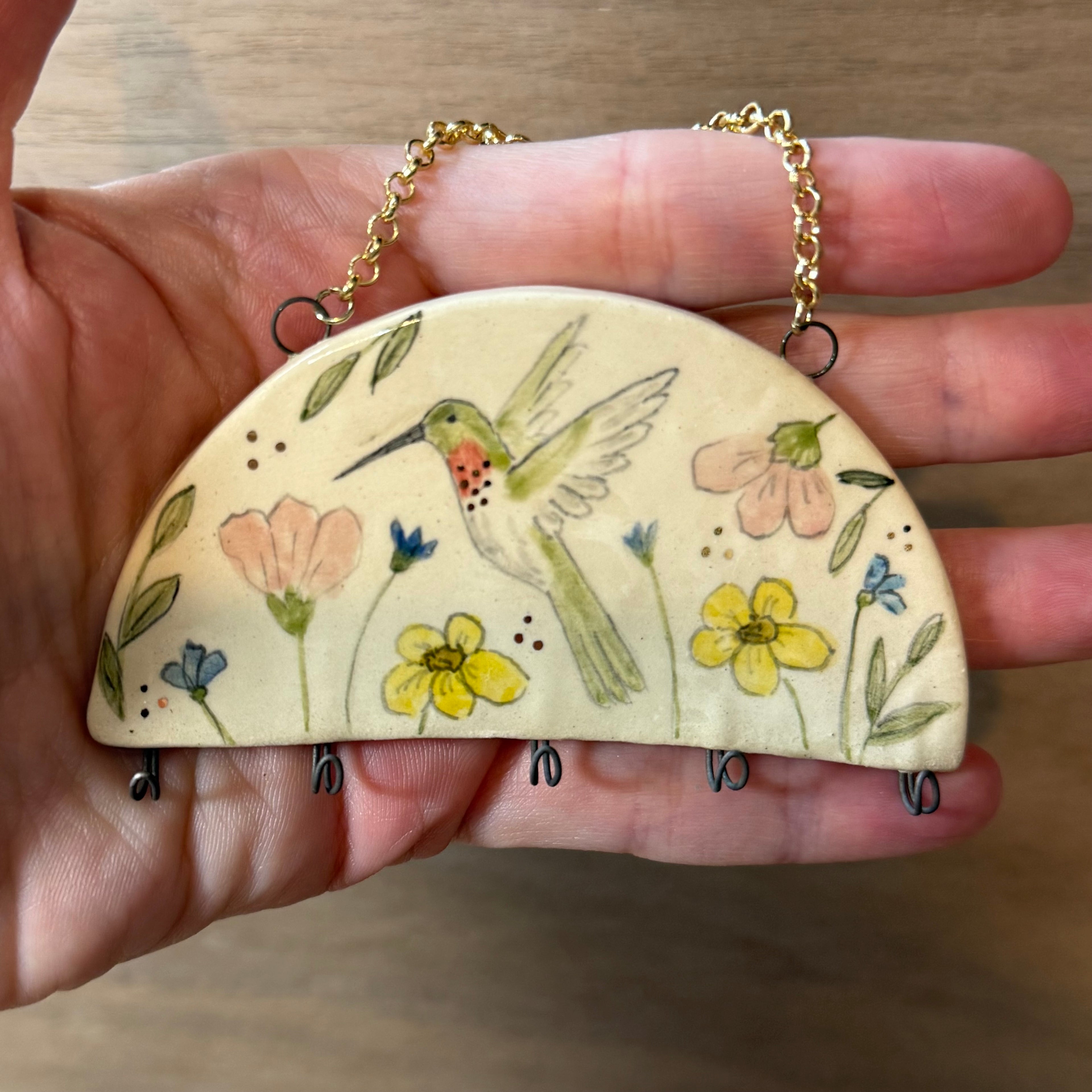 Ceramic Hummingbird Jewelry Holder